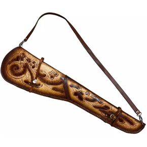 Western Leather Rifle Scabbard | Shotgun Case | Cowboy Holster | Black | Long Gun Holster | Rifle and Shotgun Sleeve with Straps