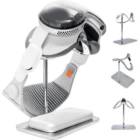 Macally Apple Vision Pro Stand with Battery Holder - Premium Full Zinc Alloy, 2.31lb Heavy Base for Stability, Minimalist Display Cradle with Lens Protection - Apple Vision Pro Accessories