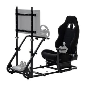 Anman G25 Pro TV VR Sim Racing Simulator Cockpit مقعد أسود مع مراقب المرشح لائق لوجيتك/Thrustmaster/Fanatec G27 G29 G920 G923 T300RS TX ، باستثناء الأجهزة الإلكترونية