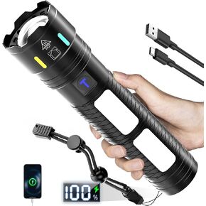 Rechargeable Flashlights 2000 High Lumens, Super Bright Flash Light Long Range 5000ft, 4 Mode with Red LED Flashing Tactical Flashlight, High Powered Flashlight High Beam for Home Emergency Camping