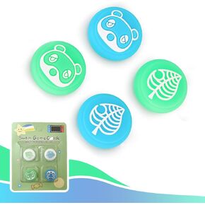 Cute Thumb Grip Caps for Nintendo Switch/Lite/OLED Controller, for Animal Crossing Kawaii Leaf Joystick Analog Soft Silicone Button Stick Covers for Joy Con Controlle(Leaf Raccoon)