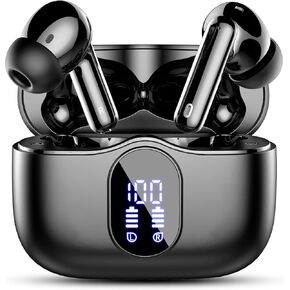 Wireless Earbuds, Bluetooth 5.4 Headphones Bass Stereo, Bluetooth Earbuds with Noise Cancelling Mic, IP7 Waterproof in Ear Earphones, 36H LED Display Ear Buds for Laptop Pad Phones Sports, Black