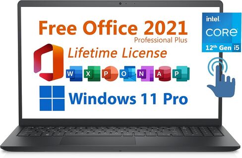 Dell 2024 Inspiron 15 Business Laptop, Free Microsoft Office 2021 with Lifetime License, 15.6"" Touchscreen FHD, Intel 10-Core i5-1235U, 32GB DDR4 RAM, 1TB PCIe SSD, Windows 11 Pro, Black, 3520I512T in Saudi Arabia