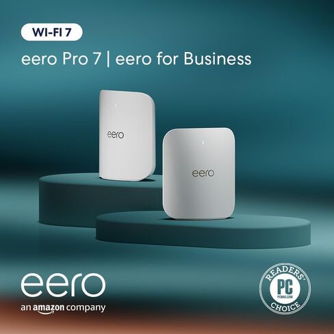 Amazon eero Pro 7 with 1 month free eero Business (auto-renews annually) - Supports internet plans up to 5 Gbps, Coverage up to 2,000 sq. ft., Connect 200+ devices, 1-pack in Kuwait