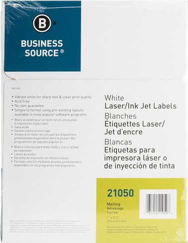 Business Source™ Mailing Laser Label, 1x2-5/8, 3000/PK, White in Saudi Arabia