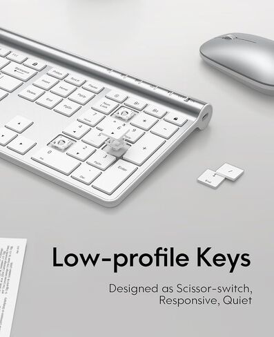 CHESONA Wireless Keyboard and Mouse Combo, Wireless Rechargeable Full Size Multi-Device (BT 5.0+3.0+2.4G) Keyboard Mouse Combo for Mac OS/iOS/Windows/Android (White) in Saudi Arabia