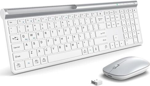 CHESONA Wireless Keyboard and Mouse Combo, Wireless Rechargeable Full Size Multi-Device (BT 5.0+3.0+2.4G) Keyboard Mouse Combo for Mac OS/iOS/Windows/Android (White) in Saudi Arabia