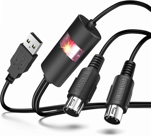 TNP Midi إلى USB Cable Interface Converter - IN OUT Midi Cable Host محول قابس سلك تحكم لجهاز توليف لوحة المفاتيح إلى جهاز Mac PC والكمبيوتر المحمول iPad iPhone Music Studio (أحمر 6 أقدام) in Saudi Arabia