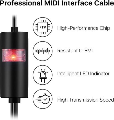 TNP Midi إلى USB Cable Interface Converter - IN OUT Midi Cable Host محول قابس سلك تحكم لجهاز توليف لوحة المفاتيح إلى جهاز Mac PC والكمبيوتر المحمول iPad iPhone Music Studio (أحمر 6 أقدام) in Saudi Arabia