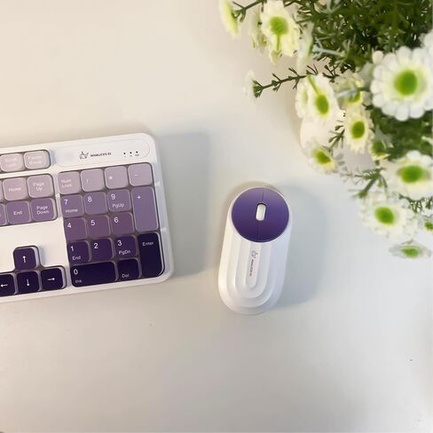 Wireless Keyboard and Mouse Combo - 2.4G Wireless, Rechargeable, Low-Noise, Cute Colorful, Full-Sized, 3 DPI Adjustable Mouse, for Computer, Laptop, PC, Mac (Gradient Purple) in Kuwait