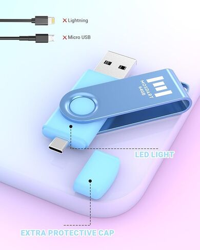 MOSDART 16GB Dual USB C Flash Drive, Type C and USB A 2.0 Thumb Drive, FAT32 Memory Stick for iPhone 15 and 16, Android Phone, iPad, MacBook and Laptops, Vibrant Colors (Pack of 5) in Saudi Arabia