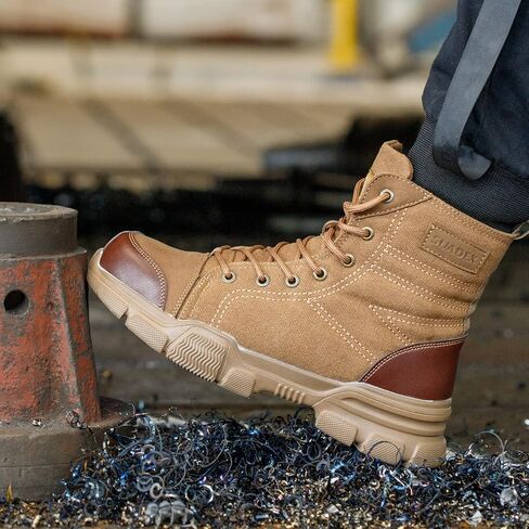 SUADEX Steel Toe Boots for Men Women Indestructible Steel Toe Shoes Non-Slip Comfortable Work Boot for Men Work & Safety Boots Construction Shoes Black in Saudi Arabia