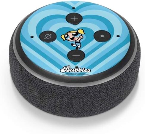 Skinit Decal Audio Skin Compatible with Amazon Echo Dot 3 - Officially Licensed Cartoon Network Powerpuff Girls Bubbles Blue Hearts Design in Kuwait