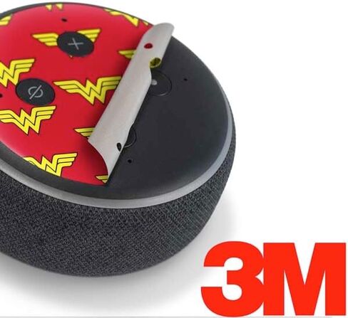 Skinit Skinit Audio Audio Skin متوافق مع Amazon Echo Dot 3 - تصميم نمط شعار DC Comics مرخص رسميًا in Kuwait