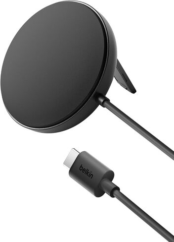 وسادة شحن لاسلكية Belkin Magnetic 15W ث/المنبثقة-الشاحن اللاسلكي المتوافق مع Magsafe معتمد من QI2 لسلسلة iPhone 16 ، سلسلة Samsung Galaxy S25 ، AirPods (No PSU)-Black in Kuwait