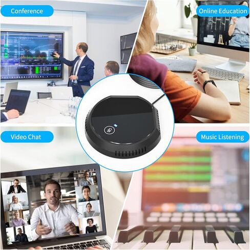 المكتب USB مؤتمر مكبر الصوت ميكروفون 360 ° Omnidirectional المكثف المكثف والتشغيل PC PC Computer MIC دعم الأزرار اللمسات اللمس وظيفة كتم التوافق مع Windows Mac للكمبيوتر الشخصي in Kuwait