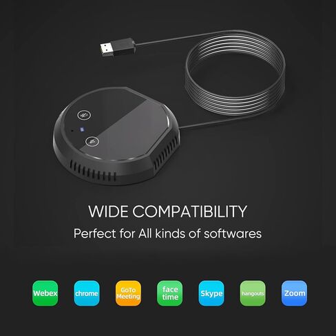 المكتب USB مؤتمر مكبر الصوت ميكروفون 360 ° Omnidirectional المكثف المكثف والتشغيل PC PC Computer MIC دعم الأزرار اللمسات اللمس وظيفة كتم التوافق مع Windows Mac للكمبيوتر الشخصي in Kuwait