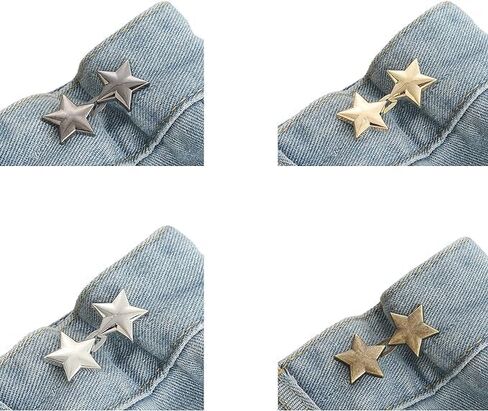 Pant Waist Tightener, 8 Sets Adjustable Pentacle Button for Jeans, Instant Removable Jean Buttons for Loose Jeans, No Sewing Required Pant Clips for Waist Tightener, Button Pins for Pants in Saudi Arabia