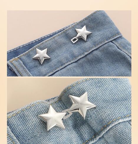 Pant Waist Tightener, 8 Sets Adjustable Pentacle Button for Jeans, Instant Removable Jean Buttons for Loose Jeans, No Sewing Required Pant Clips for Waist Tightener, Button Pins for Pants in Saudi Arabia