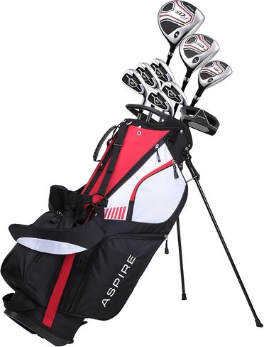 Aspire XD1 Men's Complete Golf Clubs Package Set Includes Titanium Driver, S.S. Fairway, S.S. Hybrid, S.S. 6-PW Irons, Putter, Bag, 3 H/C's Right Hand - Blue - Choose Size! in Saudi Arabia