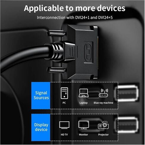 HD 1080P DVI to DVI Cable 0.3M/1M/1.8M/3/5M Gold Plated p/Lug DVI-D Video Adapter Cable Male-Male 60Hz Compatible with The LCD HDTV X-Box Monitor(1m) in Saudi Arabia