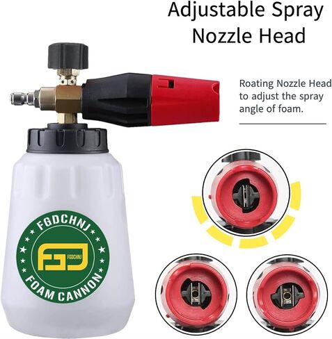 Pressure Washer Foam Cannon, Heavy Duty Foam Wash Gun, Adjustable Car Foam Spray for Pressure Washer with 1/4 Inch Connector, 1 Liter Bottle with 5pc Nozzle Tips and Tips Holder in Saudi Arabia