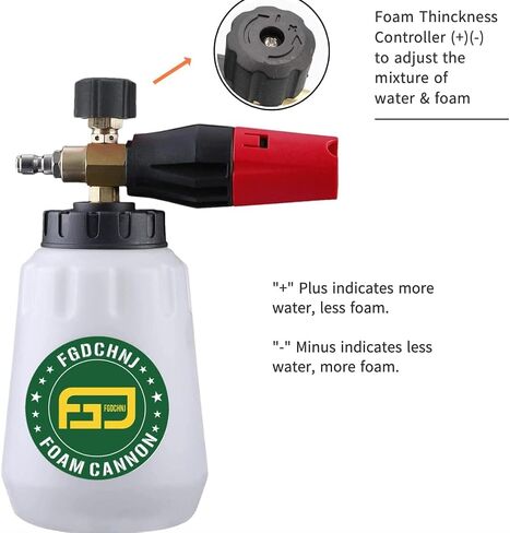 Pressure Washer Foam Cannon, Heavy Duty Foam Wash Gun, Adjustable Car Foam Spray for Pressure Washer with 1/4 Inch Connector, 1 Liter Bottle with 5pc Nozzle Tips and Tips Holder in Saudi Arabia