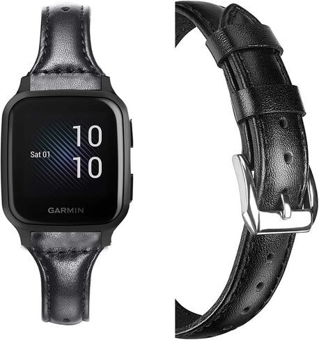 متوافق مع Benu 2 Plus Bands ، Slim Slim Genuine Leather Band Bandsories Strap متوافق مع Garmin Venu Sq Smartwatch/Venu 2 Plus Smartwatch (Black) in Kuwait