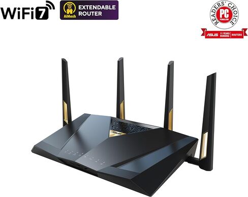 ASUS RT-AXE7800 TRI-BAND WIFI 6E ROUTER قابل للتمديد ، فرقة 6 جيجا هرتز ، ميناء 2.5G (متجدد) in Kuwait