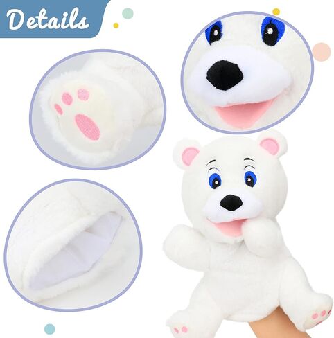 Hopearl Plush Christmas Snowman Hand Puppet with Open Movable Mouth for Imaginative Play, Role Play, Interactive Toy for Storytelling Teaching Puppet Theater, Gift for Kids Boys Girls, White, 17'' in Saudi Arabia