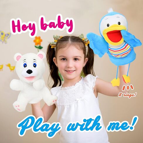 Hopearl Plush Christmas Snowman Hand Puppet with Open Movable Mouth for Imaginative Play, Role Play, Interactive Toy for Storytelling Teaching Puppet Theater, Gift for Kids Boys Girls, White, 17'' in Saudi Arabia