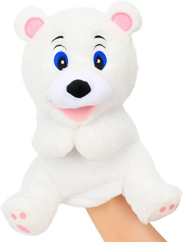 Hopearl Plush Christmas Snowman Hand Puppet with Open Movable Mouth for Imaginative Play, Role Play, Interactive Toy for Storytelling Teaching Puppet Theater, Gift for Kids Boys Girls, White, 17'' in Saudi Arabia