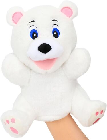 Hopearl Plush Christmas Snowman Hand Puppet with Open Movable Mouth for Imaginative Play, Role Play, Interactive Toy for Storytelling Teaching Puppet Theater, Gift for Kids Boys Girls, White, 17'' in Saudi Arabia