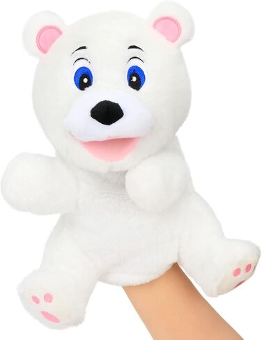 Hopearl Plush Christmas Snowman Hand Puppet with Open Movable Mouth for Imaginative Play, Role Play, Interactive Toy for Storytelling Teaching Puppet Theater, Gift for Kids Boys Girls, White, 17'' in Saudi Arabia