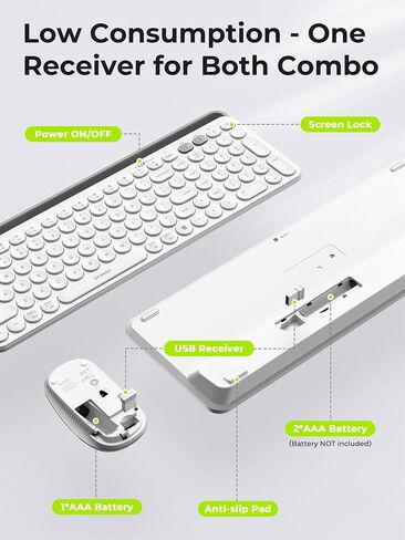 مجموعة لوحة مفاتيح وماوس بلوتوث من سيندا CTU-301 لجهاز iPad، أزرق وأرجواني | مجموعة Bluetooth+2.4G مع حامل الكمبيوتر اللوحي ومفاتيح كاملة الحجم ونقرات هادئة لأجهزة iPad وiPhone وMac وWindows وAndroid. in Kuwait