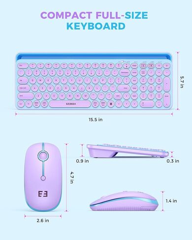 seenda Bluetooth Keyboard and Mouse for iPad, CTU-301 Multi-Device Bluetooth + 2.4G Wireless Keyboard Mouse with Tablet Holder for MacBook/Windows Computer, iOS/Andriod Tablet Phone, White in Saudi Arabia