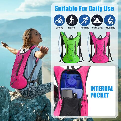 Wesiti 2 Pack Hydration Backpack Pack with 2 Pcs 2L Hydration Bladder Hiking Backpack Bladder for Hiking Cycling Climbing in Saudi Arabia