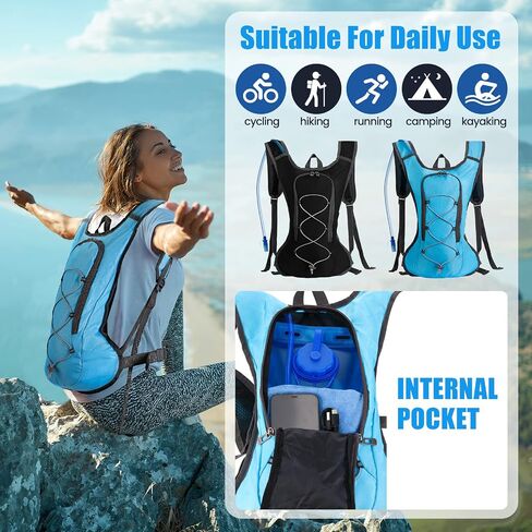 Wesiti 2 Pack Hydration Backpack Pack with 2 Pcs 2L Hydration Bladder Hiking Backpack Bladder for Hiking Cycling Climbing in Saudi Arabia
