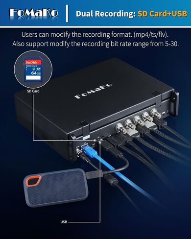 FoMaKo 4K HDMI Video Mixer Switcher, 10.1 Inch FHD LCD Screen, 5-Channel Live Streaming Switcher, 4K 60FPS Input, 1080p 60FPS Output, Support PTZ Controller, SDI + HDMI Video Switcher, M6 in Saudi Arabia