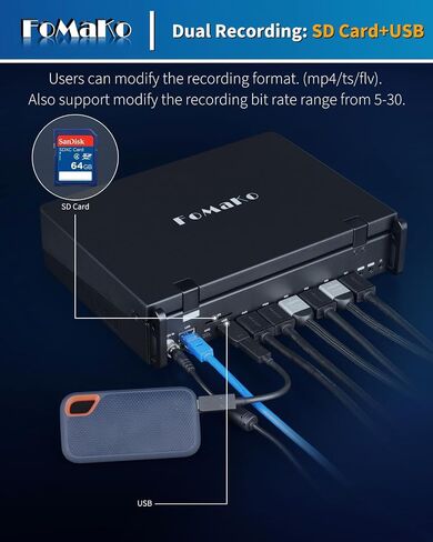 FoMaKo 4K HDMI Video Mixer Switcher, 10.1 Inch FHD LCD Screen, 5-Channel Live Streaming Switcher, 4K 60FPS Input, 1080p 60FPS Output, Support PTZ Controller, SDI + HDMI Video Switcher, M6 in Saudi Arabia