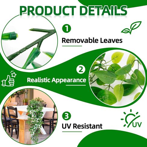 Artificial Hanging Plants for Shelf, 6 Pack Fake Potted Greenery Plant Faux Eucalyptus Vine, Mandala Vine, String of Pearls,Pea pod Leaves,Ivy Vine,Persian Grass Fern in Pot for Home Décor in Saudi Arabia
