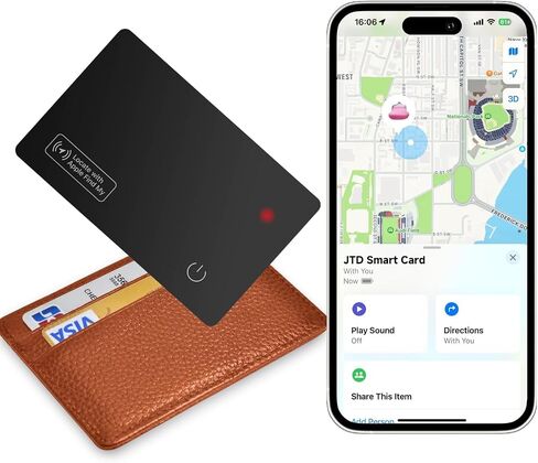 JTD Airtags & Wallet Tracker Card, Find My Wallet Card, IP67 Waterproof, Compatible with Apple (iOS Only), Luggage Label Item Locator (2tags1card) in Kuwait