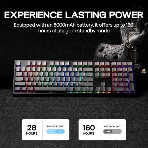 EPOMAKER TH108 Full Size Mechanical Keyboard, Wireless Gaming Keyboard with 8000mAh Battery, Creamy Gasket, 108 Keys, Hot Swap, Custom Driver, RGB Backlight (Blue&White, Sea Salt Silent) in Saudi Arabia