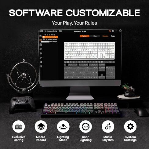 EPOMAKER TH108 Full Size Mechanical Keyboard, Wireless Gaming Keyboard with 8000mAh Battery, Creamy Gasket, 108 Keys, Hot Swap, Custom Driver, RGB Backlight (Blue&White, Sea Salt Silent) in Saudi Arabia