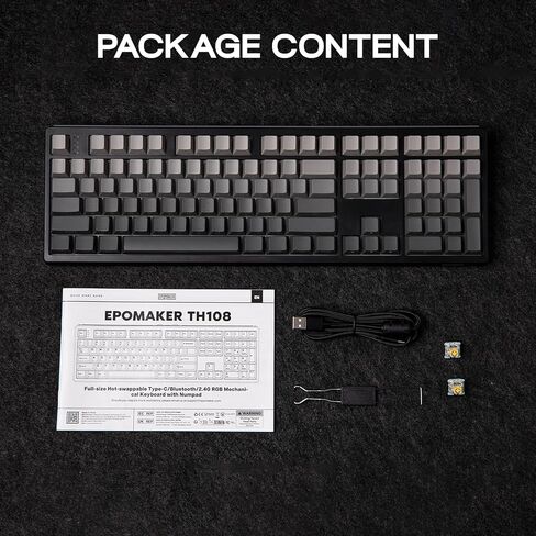 EPOMAKER TH108 Full Size Mechanical Keyboard, Wireless Gaming Keyboard with 8000mAh Battery, Creamy Gasket, 108 Keys, Hot Swap, Custom Driver, RGB Backlight (Blue&White, Sea Salt Silent) in Saudi Arabia