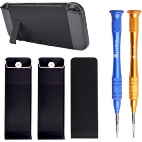 2pcs Black Replacement Kickstand Stand Back Shell Holder Back Brackets Compatible with Switch Console with 2pcs Screwdrivers Repair Parts Tool Kit