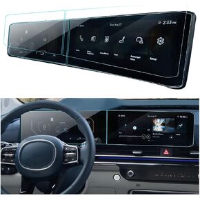 4PCS Car Screen Protector for 2025 Kia Carnival KA4(LX/LXS/EX/SX/SX Prestige) Navigation& Dashboard& AC Nano Touchscreen Protector Film HD Clear Bubble Free 12.3''