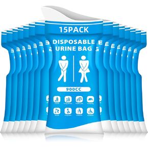 Disposable Urine Bags 900ML 15 PCS Pee Bags for Travel for Women Men Emergency Urine Bag Portable Urinal Bag and Vomit Bags for Camping, Traffic Jams,Pregnant,Patient