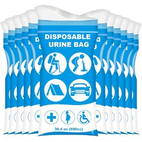 30.4 Fl Oz Disposable Urine Bags for Men, 12 Pcs Urine Bag, Pee Bags for Travel for Women, Larger Portable Urinal, Pee Bag, Vomit Bags, Road Trip Essentials Camping, Car Emergency Kit