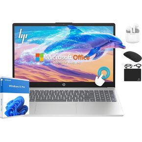 HP Touchscreen Laptop 2025 Flagship 15.6" HD, Lifetime Office 2024, 16GB RAM, 1TB Storage (500GB SSD + 500GB Ext), 6-Core Intel i3 Processor, Wi-Fi, Camera, Long Battery, HubxcelAccessory, Win 11 Pro